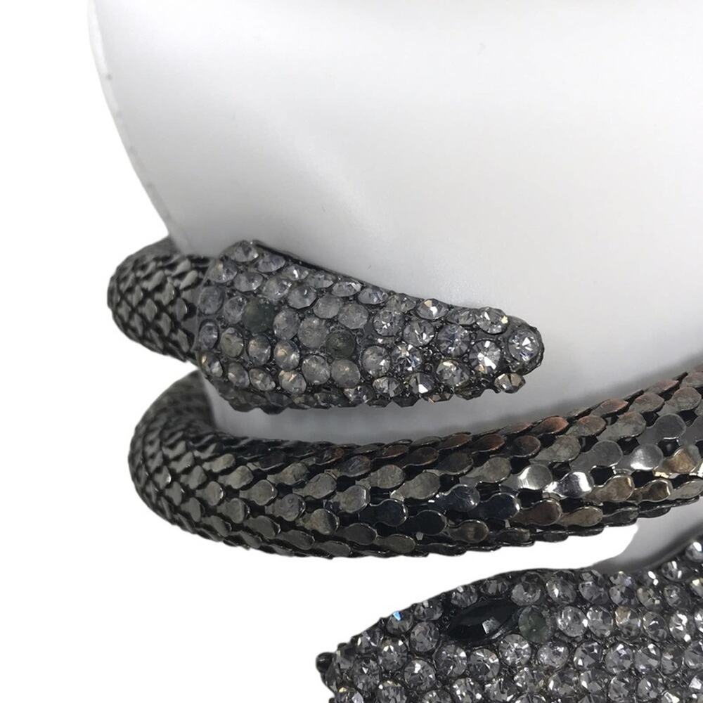 Snake Bracelet Wrap Around Silver Dark Tone & Black Boho - Picture 3 of 5